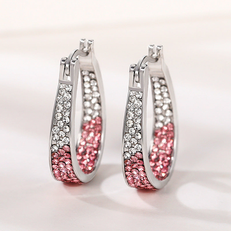 European And American Colorful Ear Clip Fashion Diamond Women's Earrings