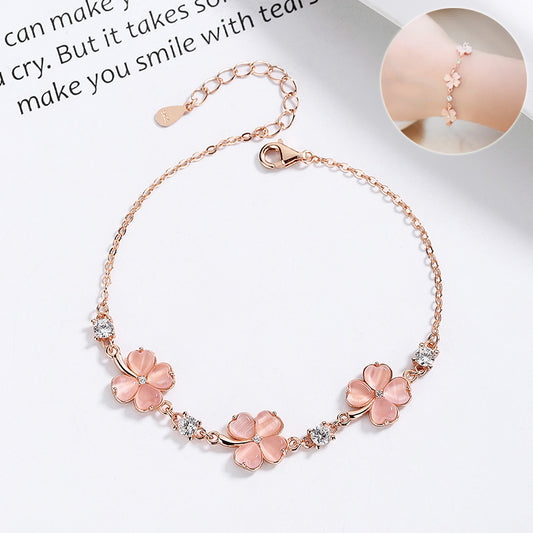 Fashion Jewelry Opal Crystal Gemstones Chain Bracelets For Women Femme Zircon Diamonds Rose Gold Jewelry Bijoux Mujer Cute Girlfriend Gifts