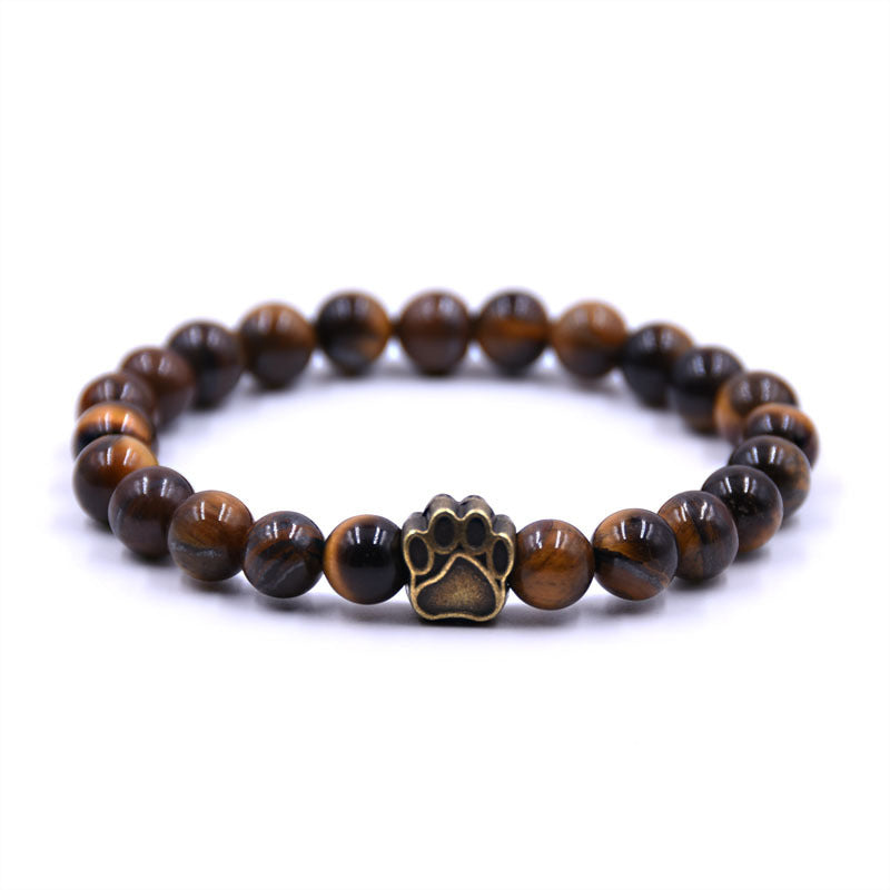 Volcanic Stone Dog Paw Bracelet Tiger Eye Stone