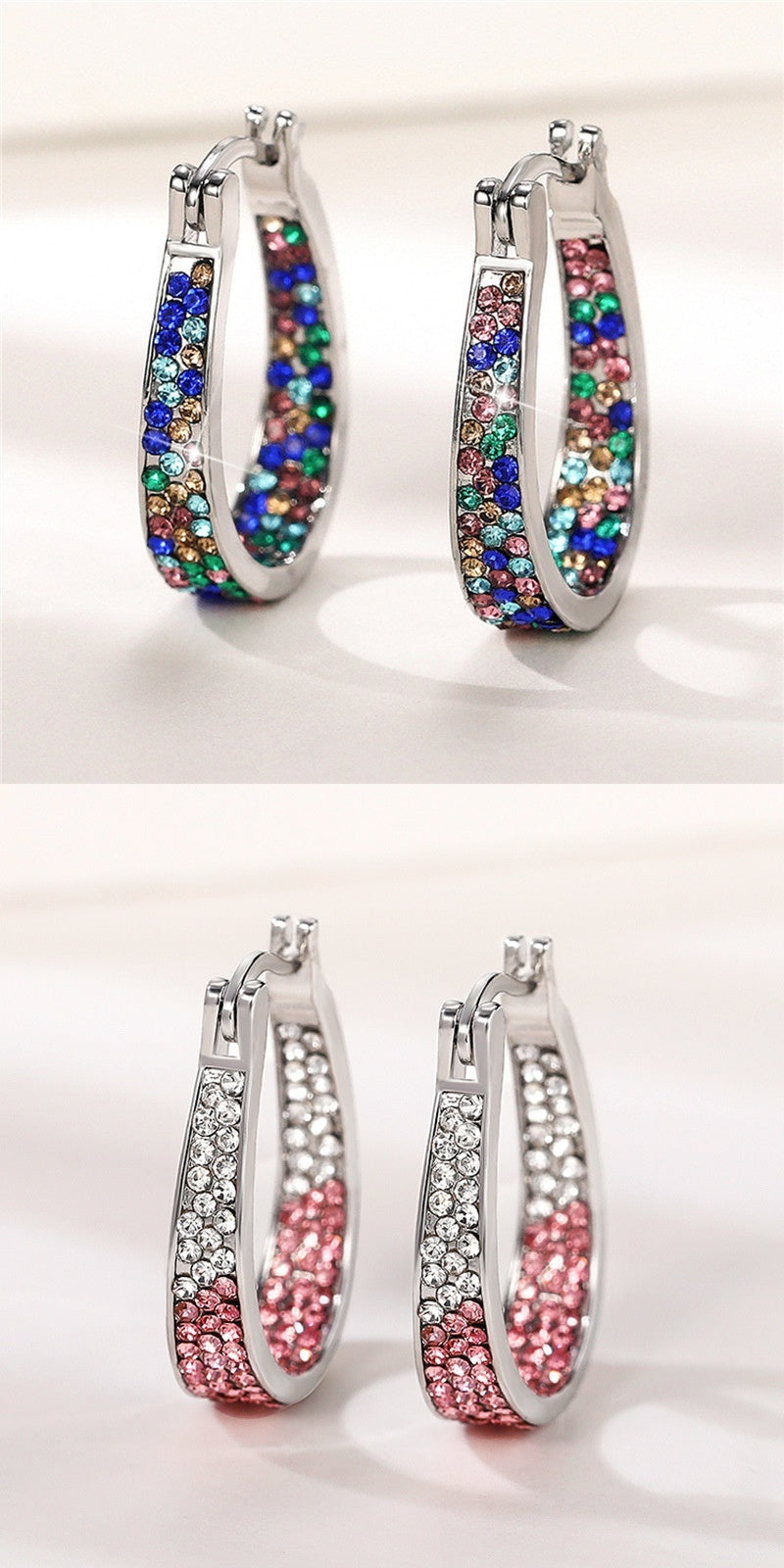 European And American Colorful Ear Clip Fashion Diamond Women's Earrings