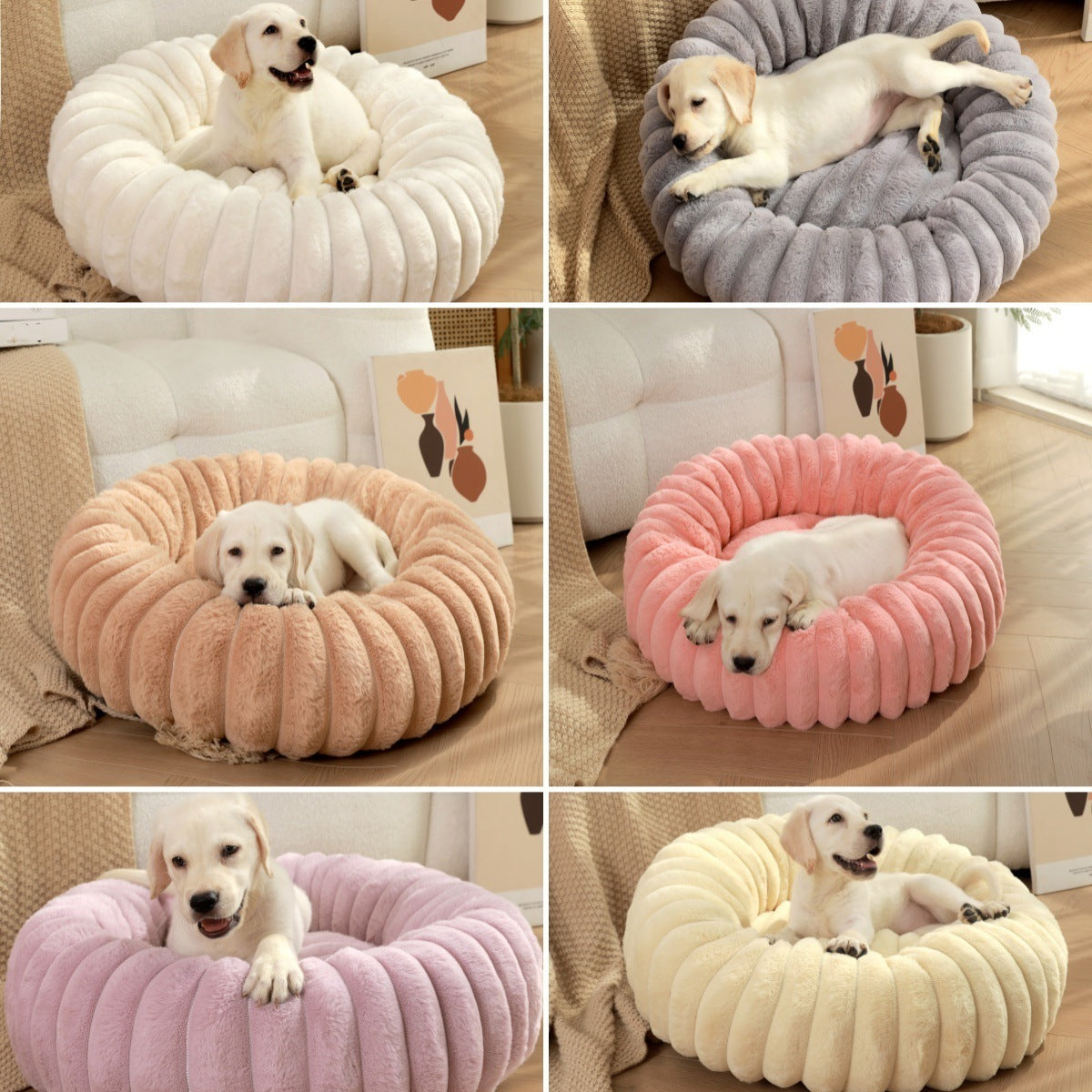 Pet Kennels Long Plush Round Cat Nest Winter Warm Dog Beds Kennel Super Soft Dogs Mat Sofa Pet Deep Sleeping SuppliesPet Products