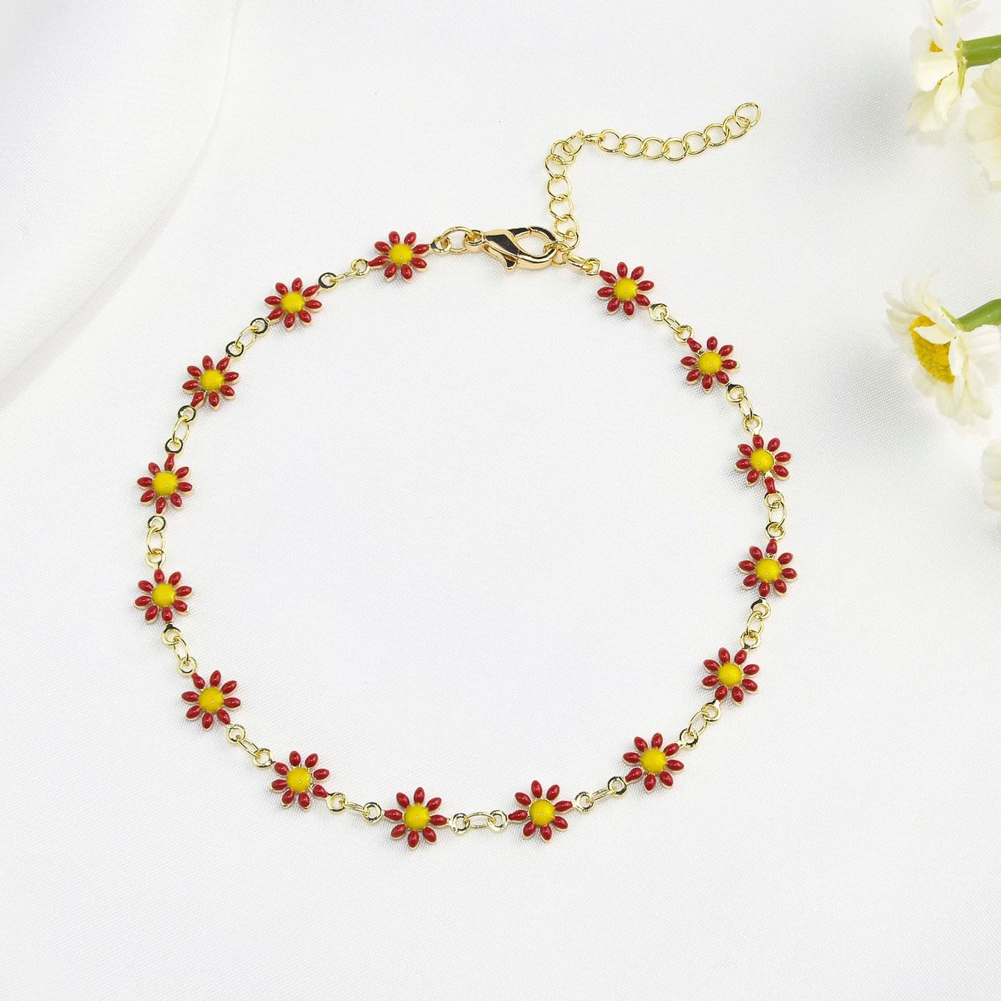 Little Daisy Anklet Ankle Ring Personality Simple Girl High-grade Fresh Graceful And Fashionable Ornament