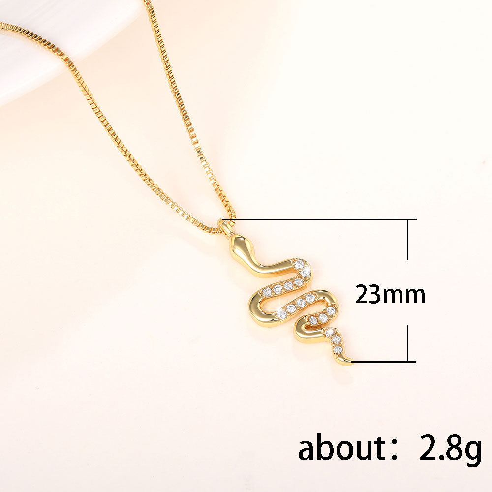 Fashion Lady Snake Pendant Necklace With Dazzling Zirconia Stylish Party Accessories Dainty Gift Animal Jewelry For Women Fashion Jewelry