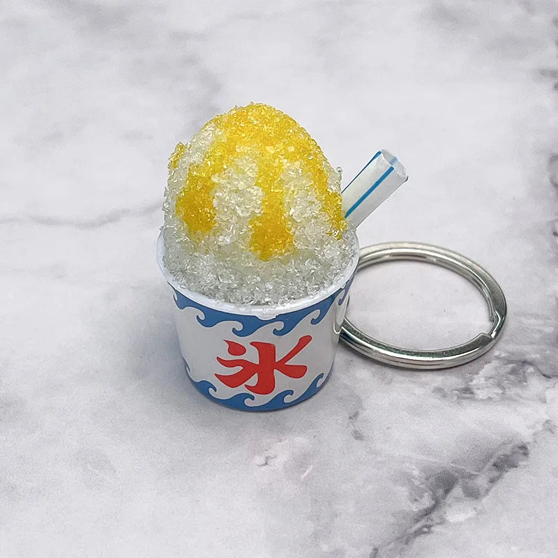 Cute Smoothie Keychain New Creative Simulation DIY Ice Sands Food Toy Model  Keyring Car Phone Bag Pendant Ornament Gift Trinket