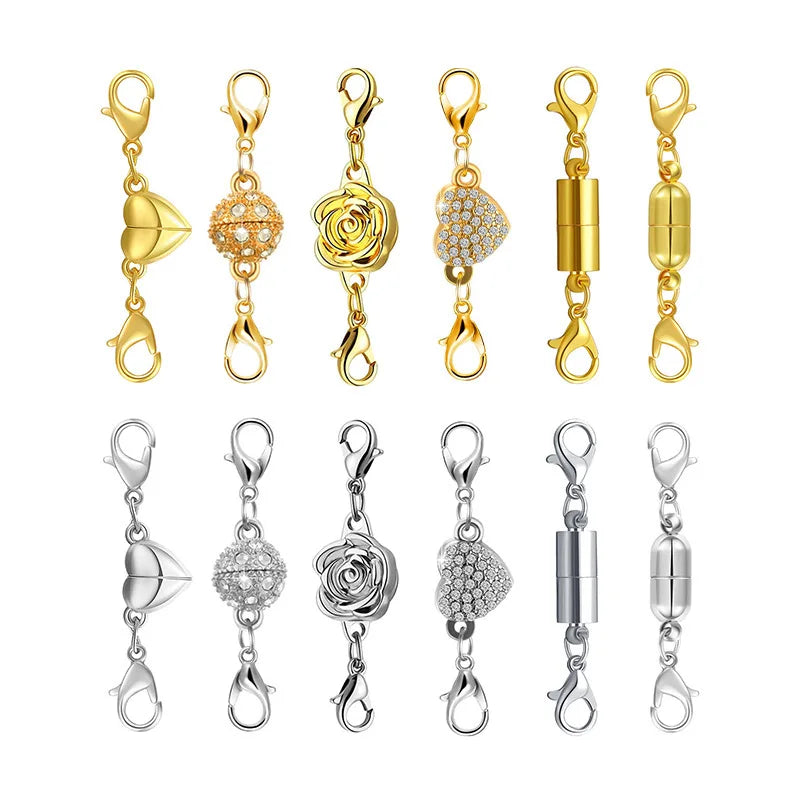 Magnetic Necklace Clasps And Closures, Locking Magnetic Jewelry Clasps, Extender Helper For Necklaces, Bracelets And Jewelry