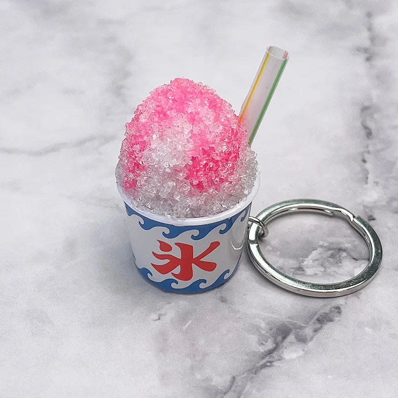 Cute Smoothie Keychain New Creative Simulation DIY Ice Sands Food Toy Model  Keyring Car Phone Bag Pendant Ornament Gift Trinket