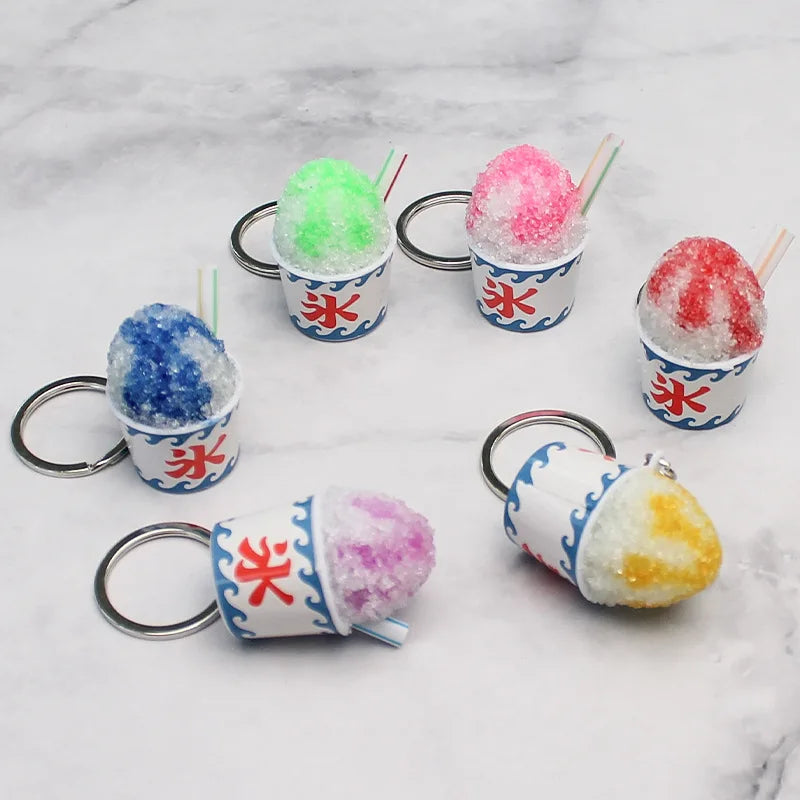 Cute Smoothie Keychain New Creative Simulation DIY Ice Sands Food Toy Model  Keyring Car Phone Bag Pendant Ornament Gift Trinket