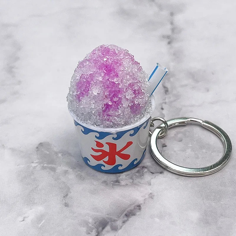 Cute Smoothie Keychain New Creative Simulation DIY Ice Sands Food Toy Model  Keyring Car Phone Bag Pendant Ornament Gift Trinket