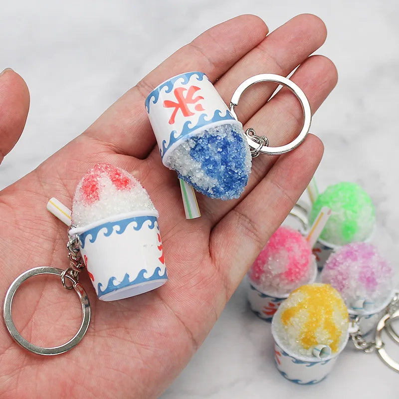 Cute Smoothie Keychain New Creative Simulation DIY Ice Sands Food Toy Model  Keyring Car Phone Bag Pendant Ornament Gift Trinket