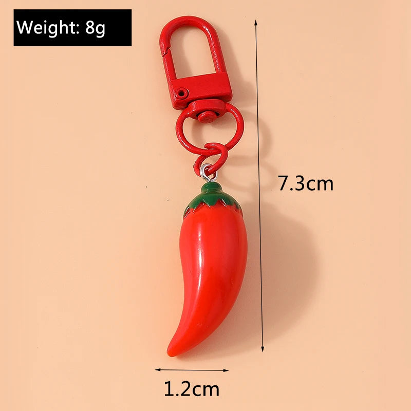 Cute Food Pepper Keychain for Car Key Souvenir Gifts for Women Men Handbag Hanging Keyrings Accessories DIY Jewelry Gifts