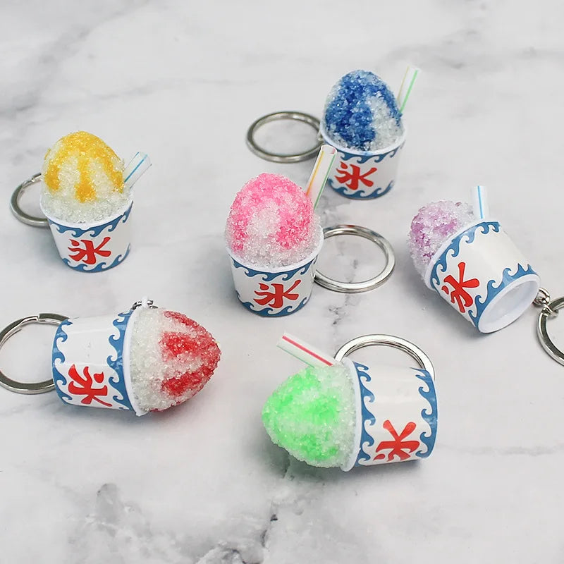 Cute Smoothie Keychain New Creative Simulation DIY Ice Sands Food Toy Model  Keyring Car Phone Bag Pendant Ornament Gift Trinket