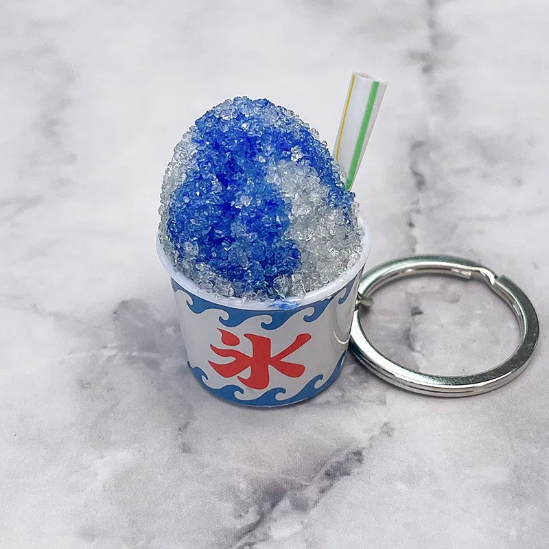 Cute Smoothie Keychain New Creative Simulation DIY Ice Sands Food Toy Model  Keyring Car Phone Bag Pendant Ornament Gift Trinket