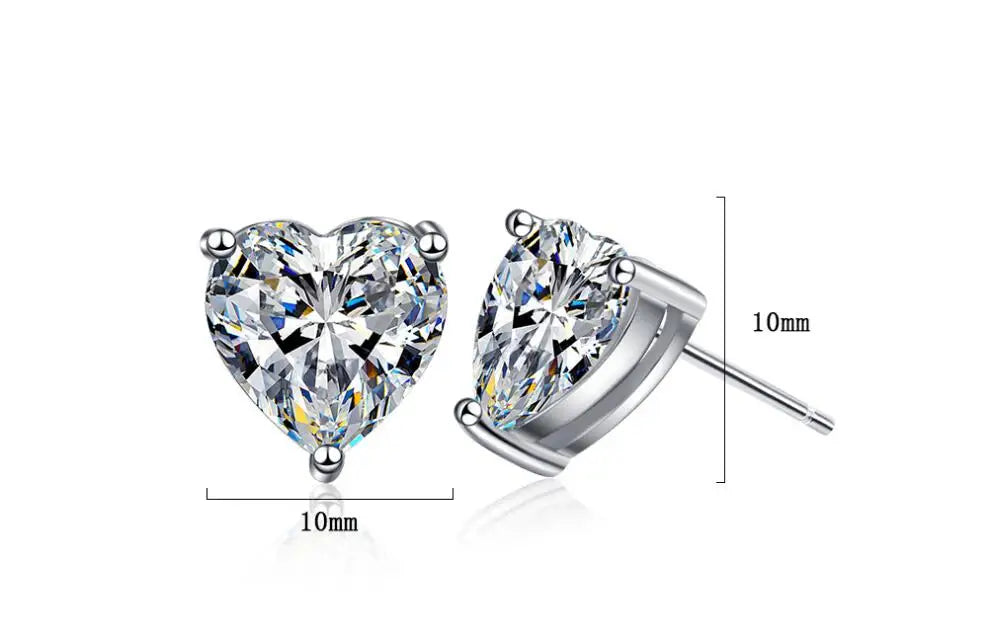 1CT 2CT 4CT Heart Cut Moissanite Stud Earrings for Women Luxury Quality Lab Diamond S925 Sterling Silver Bride Jewelry