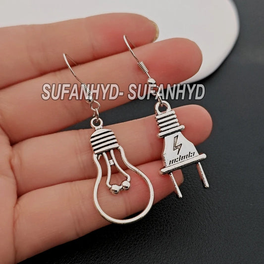 Asymmetrical Bulb and Plug Drop Earrings Gift for Party Metal Tools Dangle Earrings for Women Creative Ear Jewelry