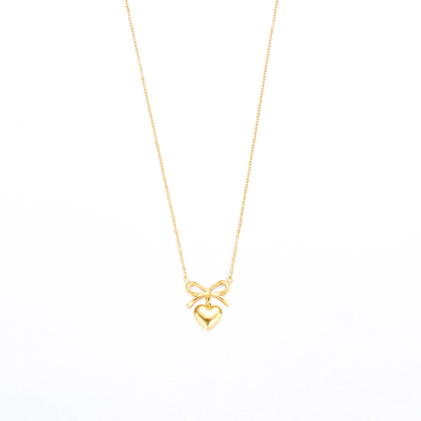 Stainless Steel New Fashion Fine Waterproof Jewelry Love Heart Bowknot Shape Charm Chain Choker Necklaces Pendant For Women Fashion Jewelry