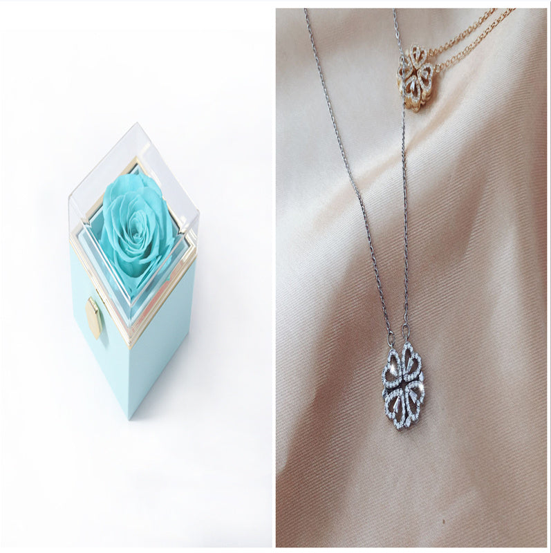 Explosive Style Detachable Deformed Four-leaf Clover Necklace For Women A Multi-wearing Zircon Small Love Short Clavicle Chain