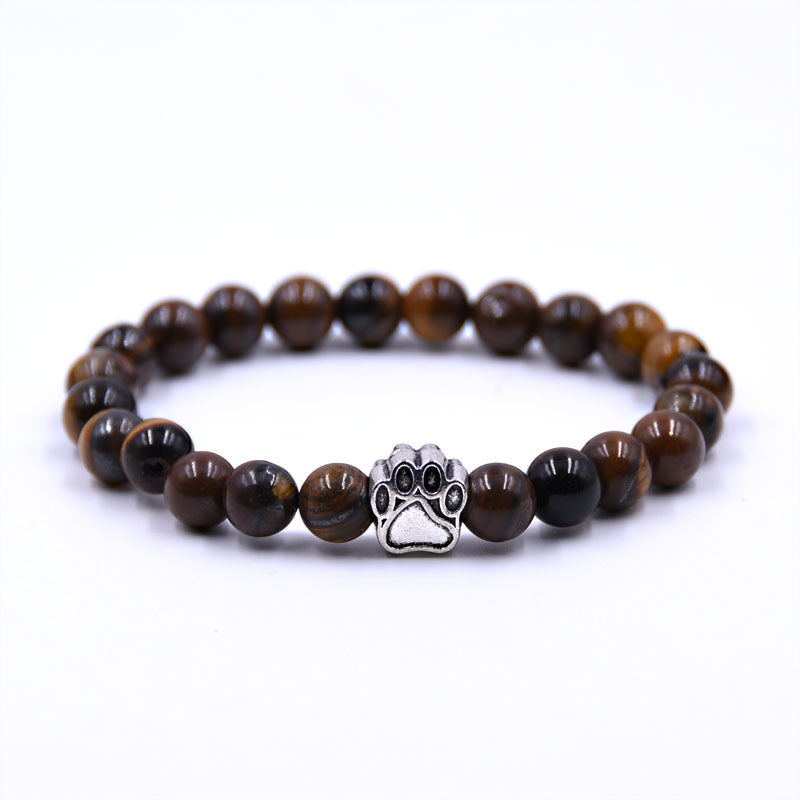 Volcanic Stone Dog Paw Bracelet Tiger Eye Stone