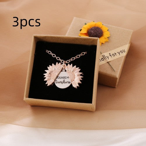 You Are My Sunshine Sunflower Necklace Women Men