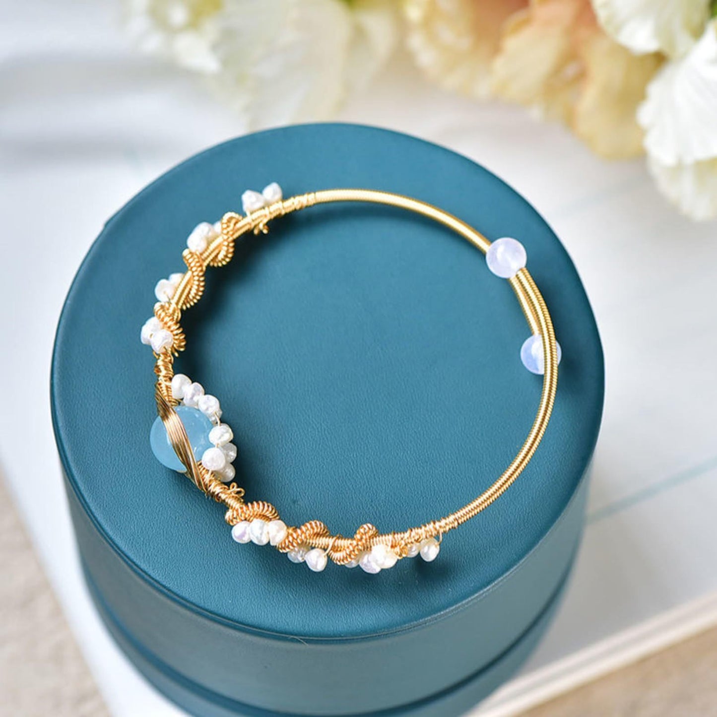 Pearl Bracelets For Women Gold Plating Pearl Bracelet Gold Wire Braided Vintage Style Bracelets Cuff Bracelets Fashion Bracelet